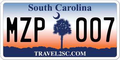 SC license plate MZP007