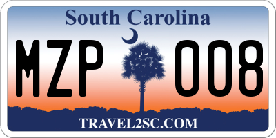 SC license plate MZP008