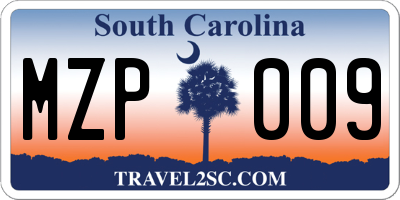 SC license plate MZP009