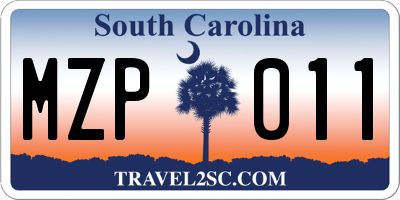 SC license plate MZP011