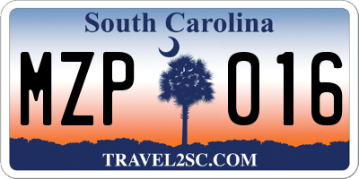 SC license plate MZP016