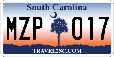 SC license plate MZP017