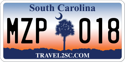 SC license plate MZP018