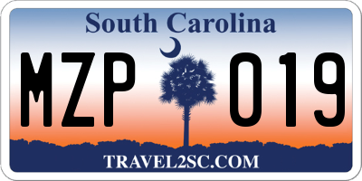 SC license plate MZP019