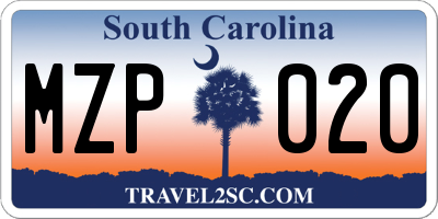 SC license plate MZP020