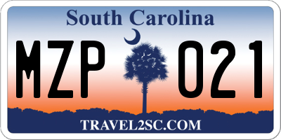 SC license plate MZP021