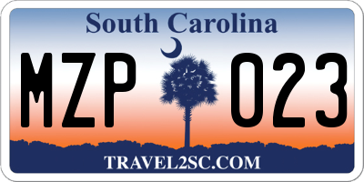 SC license plate MZP023