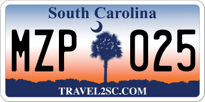 SC license plate MZP025