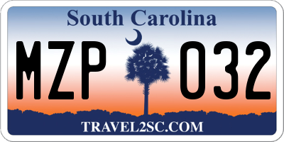 SC license plate MZP032