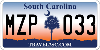 SC license plate MZP033