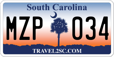 SC license plate MZP034