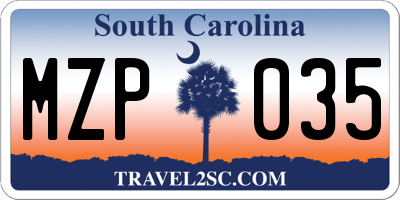 SC license plate MZP035