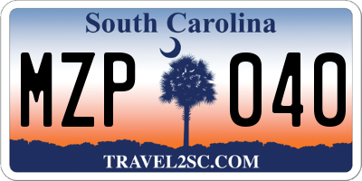 SC license plate MZP040