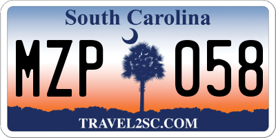 SC license plate MZP058