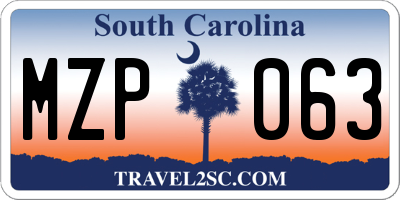 SC license plate MZP063