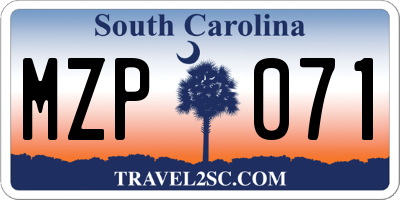 SC license plate MZP071