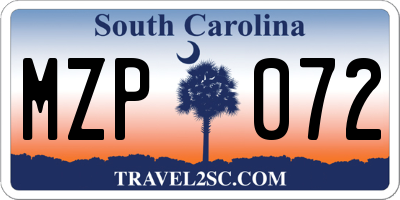SC license plate MZP072