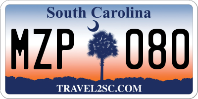 SC license plate MZP080