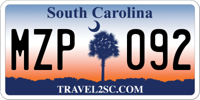 SC license plate MZP092