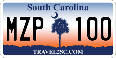 SC license plate MZP100