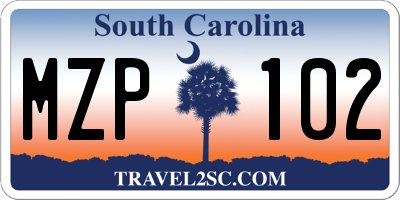 SC license plate MZP102