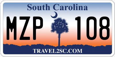 SC license plate MZP108