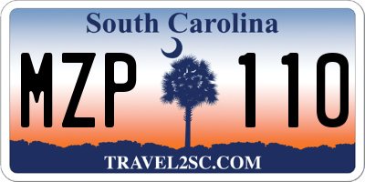 SC license plate MZP110