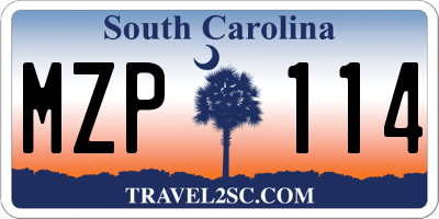 SC license plate MZP114
