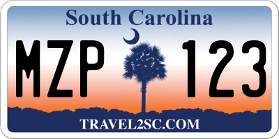 SC license plate MZP123