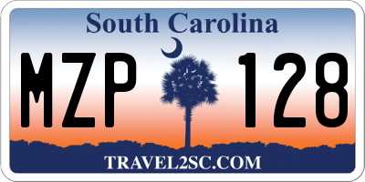SC license plate MZP128
