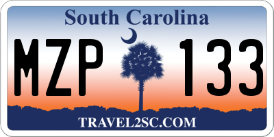 SC license plate MZP133