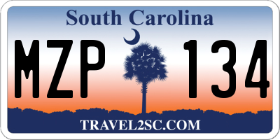 SC license plate MZP134