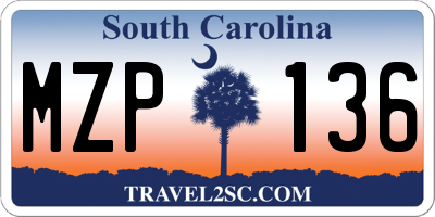 SC license plate MZP136