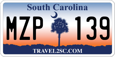SC license plate MZP139