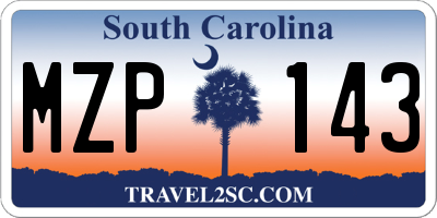 SC license plate MZP143