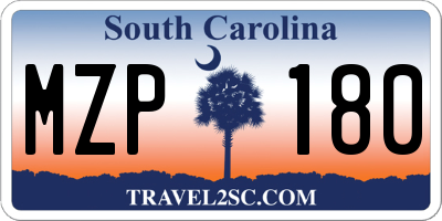 SC license plate MZP180