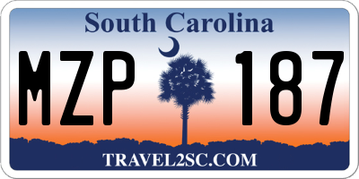 SC license plate MZP187