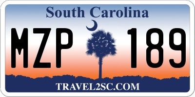 SC license plate MZP189