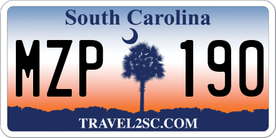 SC license plate MZP190