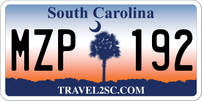 SC license plate MZP192