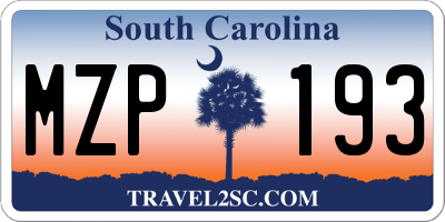 SC license plate MZP193