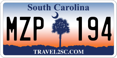 SC license plate MZP194