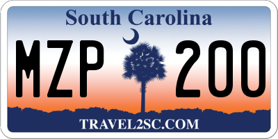 SC license plate MZP200