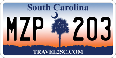 SC license plate MZP203