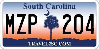 SC license plate MZP204