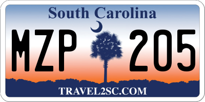 SC license plate MZP205