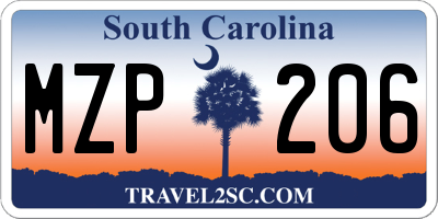 SC license plate MZP206
