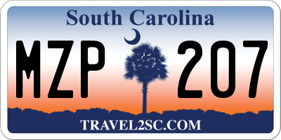 SC license plate MZP207
