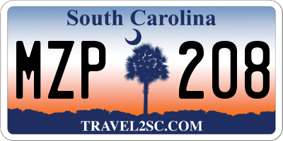SC license plate MZP208
