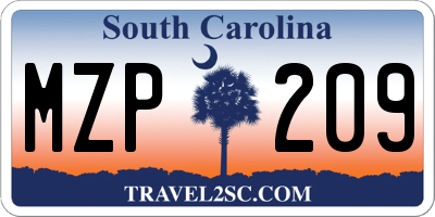 SC license plate MZP209